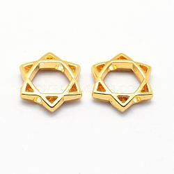 Long-Lasting Plated Alloy Bead Frame, for Jewish, Star of David, Real 18K Gold Plated, 11x11x2.5mm, Hole: 1mm(PALLOY-F193-01G-A)