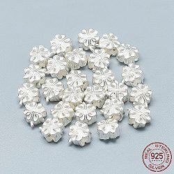 925 Sterling Silver Beads, Four Leaf Clover, Silver, 8x7x5mm, Hole: 2.5mm(STER-T002-75S)