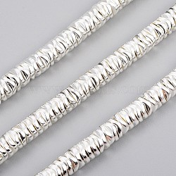Electroplated Non-magnetic Synthetic Hematite Beads Strands, Wave Flat Round/Disc, Silver Plated, 6x1.5mm, Hole: 1mm, about 230pcs/Strand, 15.94 inch(40.5cm)(G-F682-09-S)