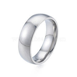 Non-Tarnish 201 Stainless Steel Plain Band Finger Ring for Women, Stainless Steel Color, Inner Diameter: 17mm(RJEW-N043-09P)