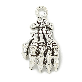 Tibetan Style Alloy Pendants, Cadmium Free & Lead Free, Antique Silver, Skeleton, 39x21.5x8.5mm, Hole: 4mm