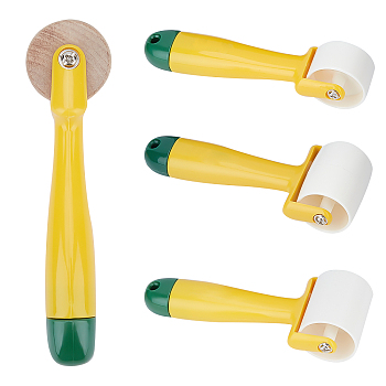 Gorgecraft Plastic Roller, with Wood Spool, for Printmaking, Yellow, 4pcs/set