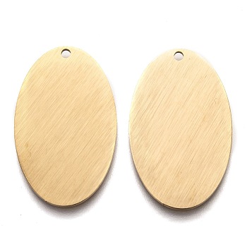 Ion Plating(IP) 304 Stainless Steel Pendants, Stamping Blank Tag, Laser Cut, Double Side Drawbench Effect, Oval, Golden, 30.5x19x1mm, Hole: 1.6mm