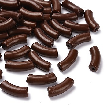 Opaque Acrylic Beads, Curved Tube, Coconut Brown, 34.5x13x11mm, Hole: 3.5mm, about 155pcs/500g