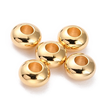 Brass Beads, Long-Lasting Plated, Rondelle, Real 24K Gold Plated, 4x2mm, Hole: 1.8mm
