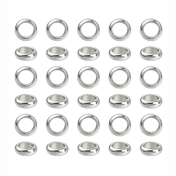 304 Stainless Steel Beads, Ring, Stainless Steel Color, 6x2mm, Hole: 4mm