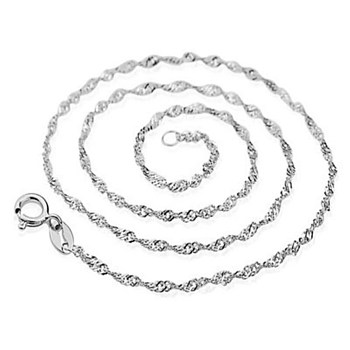 Brass Singapore Chain Necklaces, Water Wave Chain Necklaces, Soldered, Unisex, Platinum, 30 inch(75cm)