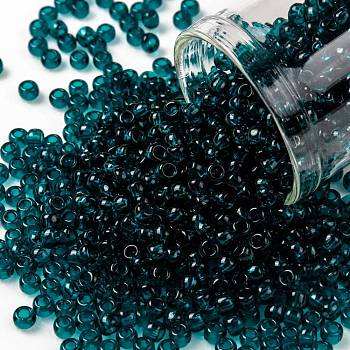 TOHO Round Seed Beads, Japanese Seed Beads, (7BD) Transparent Capri Blue, 8/0, 3mm, Hole: 1mm, about 222pcs/10g