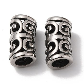304 Stainless Steel Beads,  Column, Antique Silver, 16x8mm, Hole: 5.5mm