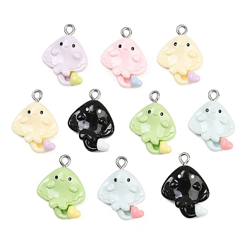 Opaque Resin Pendants, with 201 Stainless Steel Loops, Manta Ray Charms, Mixed Color, 21.5x16.5x6mm, Hole: 1.5mm