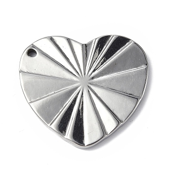 304 Stainless Steel Pendants, Heart Charm, Stainless Steel Color, 22.5x25x2mm, Hole: 1.5mm