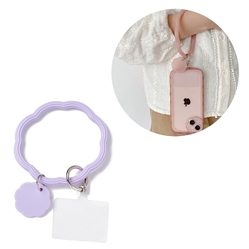 Silicone Loop Phone Lanyard, Wrist Lanyard Strap with Plastic & Alloy Keychain Holder, Lilac, 19.5cm