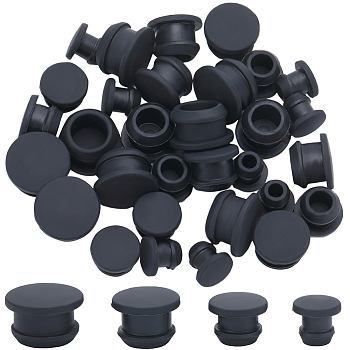32Pcs 4 Style Silicone Bottle Seal Plug, Reusable Replacement Bottle Stopper, Black, 10~16x9~10mm, pin: 6~12mm, 8pcs/style