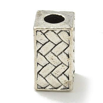 Tibetan Style Alloy European Beads, Cadmium Free & Lead Free, Large Hole Beads, Antique Silver, Cuboid, 12.5x12.5x23mm, Hole: 6.5mm, about 50pcs/1000g