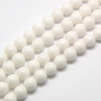 Natural Malaysia Jade Bead Strands, Round, Dyed, Beads, White, 8mm, Hole: 1mm, about 49pcs/strand, 15.4 inch