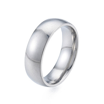 201 Stainless Steel Plain Band Finger Ring for Women, Stainless Steel Color, Inner Diameter: 17mm