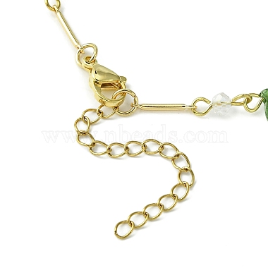 Flower & Leaf & Imitation Pearl Glass Charm Bracelet(BJEW-TA00364)-3