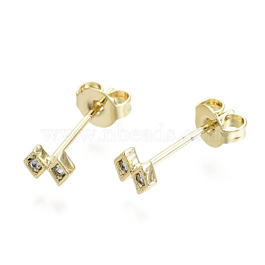 Clear Rhombus Brass Stud Earrings