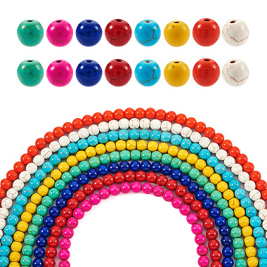 Mixed Color Round Synthetic Turquoise Beads