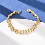 Rectangle Brass Micro Pave Clear Cubic Zirconia Link Chain Bracelets for Women, Long-Lasting, Rack Plating Plated, Lead Free & Cadmium Free, Real 18K Gold Plated, 7.28 inch(18.5cm)(BJEW-F530-04G)