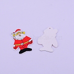 Printed Wooden Pendants, for Sewing Crafting, for Christmas, Dyed, Father Christmas, Red, 41x27.5x1.5mm, Hole: 2.5mm(WOOD-WH0104-18)