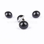 Resin Shank Buttons, with Brass Finding, Half Round/Dome, for Overcoat Garment Accessories, Golden, Black, 10x8mm, Hole: 3x2.5mm(BUTT-WH0016-04G-17)