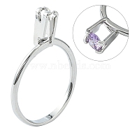 Zinc Alloy Cuff Ring Findings, Spring Type Ring Stone Holder, Ring Settings for Rhinestone, Platinum, Inner Diameter: 18.5~19mm, Support: 10x4mm(PALLOY-E005-01P-01)