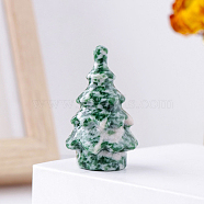 Natural Qinghai Jade Christmas Tree Statue, for Home Desktop Display Decoration, 35~40x20~25mm(DJEW-PW0013-25G)