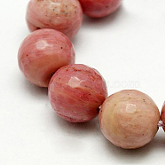 Natural Rhodonite Beads Strands, Grade A, Faceted, Round, 6mm, Hole: 1mm, about 62pcs/strand, 15.5 inch(G-G099-F6mm-33)