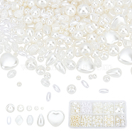 Elite 689Pcs 10 Style Imitated Pearl Acrylic Beads, Mixed Shape, Mixed Color, 12mm, hole: 2mm(OACR-PH0001-71)