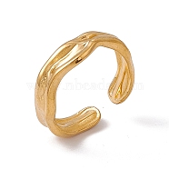 Ion Plating(IP) 304 Stainless Steel Twist Wave Open Cuff Ring for Women, Real 18K Gold Plated, US Size 7(17.3mm)(X-RJEW-C045-23G)