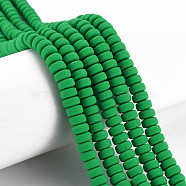 Handmade Polymer Clay Beads Strands, for DIY Jewelry Crafts Supplies, Flat Round, Green, 6~7x3mm, Hole: 1.5mm, about 113~116pcs/strand, 15.55 inch~16.14 inch(39.5~41cm)(CLAY-N008-127)