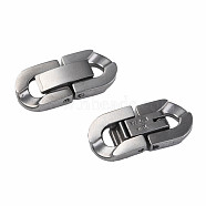 304 Stainless Steel Fold Over Clasps, Oval, Stainless Steel Color, 19x9x3mm, Hole: 2x3.5mm(STAS-N087-48B-01P)