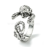 Monkey Alloy Open Cuff Rings, Lead Free & Cadmium Free, Antique Silver, 19mm, Inner Diameter: 18mm(RJEW-K275-49AS)