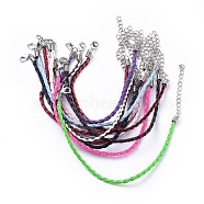 Trendy Braided Imitation Leather Bracelet Making, with Iron Lobster Claw Clasps and End Chains, Mixed Color, 200x3mm(X-BJEW-S076-M)