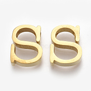 304 Stainless Steel Pendants, Golden, Letter, Letter.S, 11x9x3mm, Hole: 1.8mm(X-STAS-T041-10G-S)