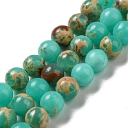Synthetic Imperial Jasper Dyed Beads Strands, Round, Turquoise, 4mm, Hole: 1mm, about 91pcs/strand, 14.88''~14.96"(37.8~38cm)(G-D077-A01-02C)