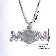 Simple and Stylish European and American Alloy Word Mom Pendant Necklace for Women, Platinum, 22.83 inch(58cm)(LU8989-2)