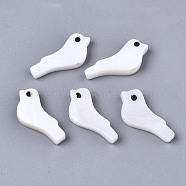 Natural Freshwater Shell Beads, Bird, White, 7x16.5x2.5mm, Hole: 1mm(SSHEL-R049-02)