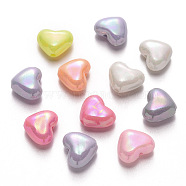 Opaque Acrylic Beads, AB Color Plated, Heart, Mixed Color, 12x14x6.5mm, Hole: 1.8mm(X-SACR-R250-17)