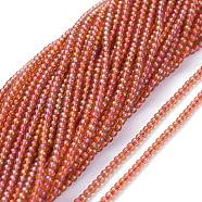 Electroplate Glass Beads Strands, Full Rainbow Plated, Round, Orange Red, 2.5mm, Hole: 0.7mm, about 177pcs/Strand, 14.09 inch(35.8cm)(EGLA-K014-A-FR03)