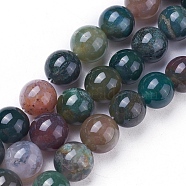 Natural Indian Agate Round Beads Strands, 8mm, Hole: 1mm, about 46~48pcs/strand, 15 inch(G-N0120-06-8mm)