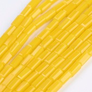 Opaque Glass Beads Strands, Faceted, Cuboid, Gold, 4~5x2~2.5x2~2.5mm, Hole: 0.5mm, about 100pcs/strand, 17.5~19 inch(44.5~48.5cm)(EGLA-F123-2x4mm-NC15)
