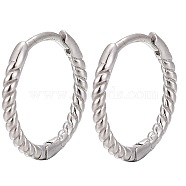 Anti-Tarnish Unisex Rhodium Plated 925 Sterling Silver Hoop Earrings, with S925 Stamp, Platinum, 11.5mm, Pin: 0.6mm(EJEW-AA00271-06P)