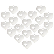 20Pcs 304 Stainless Steel Charms, Stamping Blank Tag, Heart with Heart, Stainless Steel Color, 12.5x12.5x1.2mm, Hole: 1mm(STAS-UN0052-16)