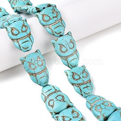 Synthetic Turquoise Beads Strands, Dyed, Owl, Medium Turquoise, 30.5x20x8.5mm, Hole: 1.4mm, about 15pcs/strand, 17.72''(45cm)(UNKW-T001-16)