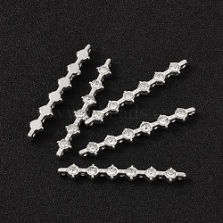 Alloy Bar Spacers, Cadmium Free & Lead Free, with Grade A Rhinestone, Silver Color Plated, 49x6.7x4.7mm, Hole: 1.5mm(X-ALRI-B051-S)