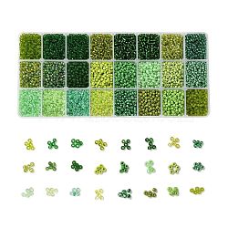 Green Series 600G 24 Colors Glass Seed Beads, Round, Mixed Color, 8/0, 3~4x2~3mm, Hole: 0.8~1mm, 25g/color(SEED-JP0008-04-3mm)
