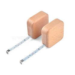 Steel Tape Measuress, with Wooden Case, Navajo White, 0.2cm, 2m/pc(PW-WG1BB9C-02)