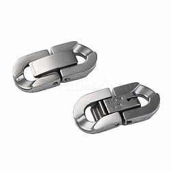 Non-Tarnish 304 Stainless Steel Fold Over Clasps, Oval, Stainless Steel Color, 19x9x3mm, Hole: 2x3.5mm(STAS-N087-48B-01P)